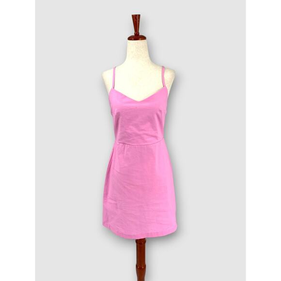 Commense Dresses & Skirts - Commense Pink Open Back Tie Mini Dress Coquette Cotton Dress Size Small